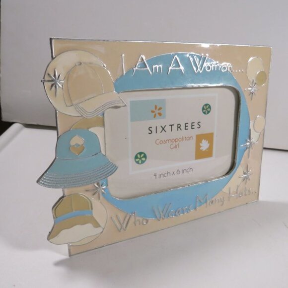 MANY HATS Heavy Metal Sixtrees Enamel on Pewter Picture Frame Woman - Picture 2 of 14